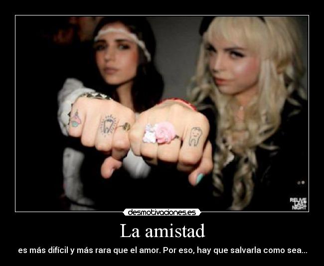La amistad - es más difícil y más rara que el amor. Por eso, hay que salvarla como sea...