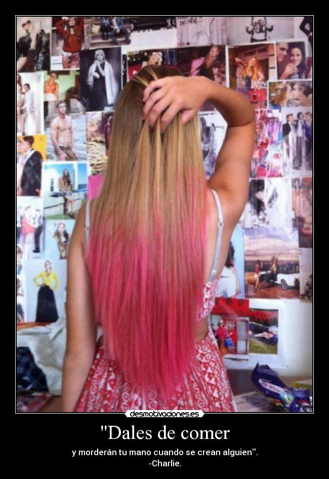 Dales de comer - y morderán tu mano cuando se crean alguien.
-Charlie.