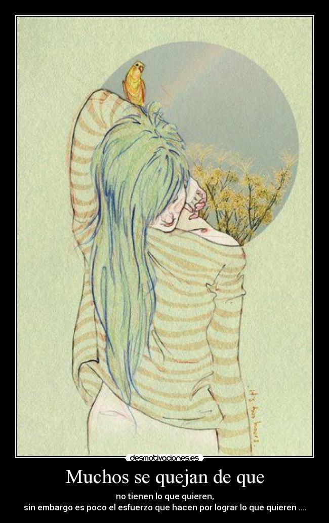 Muchos se quejan de que - no tienen lo que quieren,
sin embargo es poco el esfuerzo que hacen por lograr lo que quieren ....
