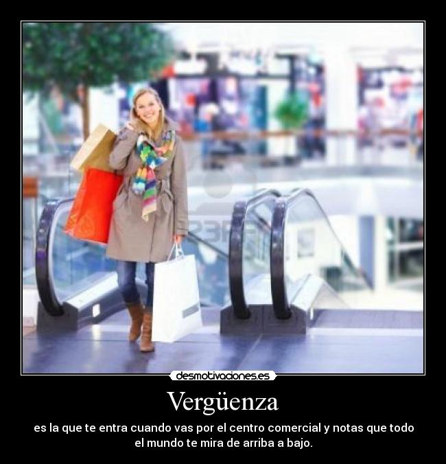 Vergüenza - es la que te entra cuando vas por el centro comercial y notas que todo
el mundo te mira de arriba a bajo.