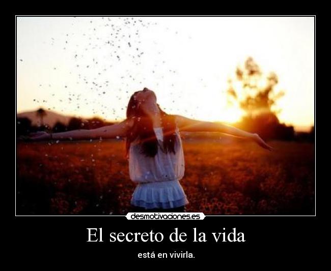 El secreto de la vida - está en vivirla.