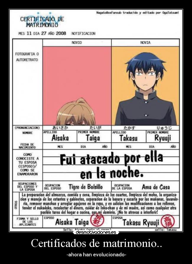 Certificados de matrimonio.. -