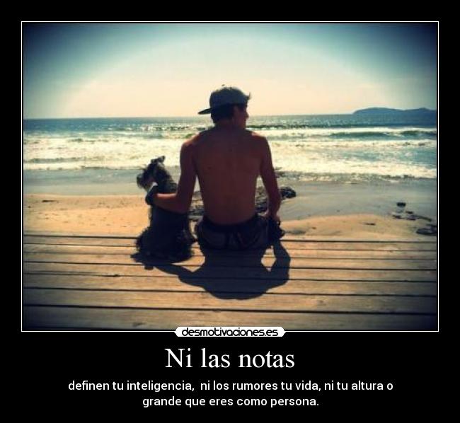 Ni las notas - definen tu inteligencia,  ni los rumores tu vida, ni tu altura o
grande que eres como persona.