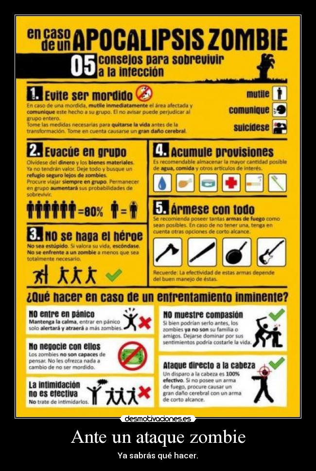 Ante un ataque zombie - Ya sabrás qué hacer.