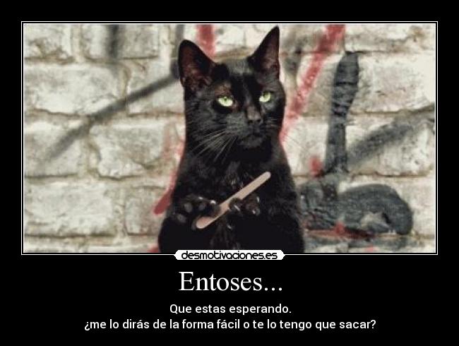Entoses... - Que estas esperando.
¿me lo dirás de la forma fácil o te lo tengo que sacar?