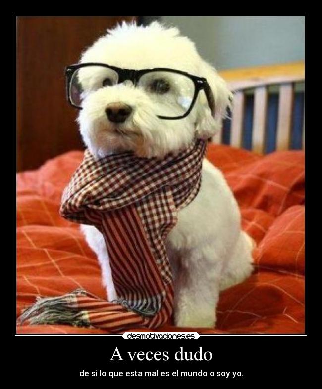 A veces dudo - de si lo que esta mal es el mundo o soy yo.
