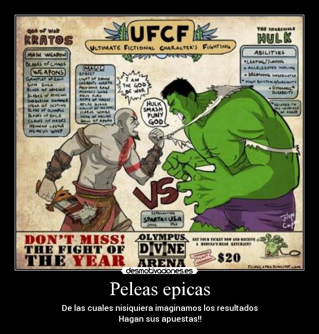 Peleas epicas - De las cuales nisiquiera imaginamos los resultados
Hagan sus apuestas!!