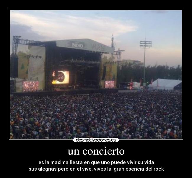 un concierto - es la maxima fiesta en que uno puede vivir su vida
sus alegrias pero en el vive, vives la  gran esencia del rock