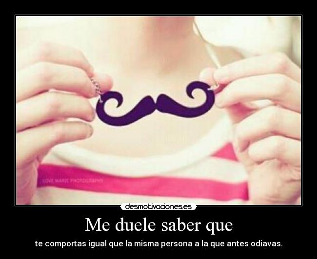 Me duele saber que - te comportas igual que la misma persona a la que antes odiavas.