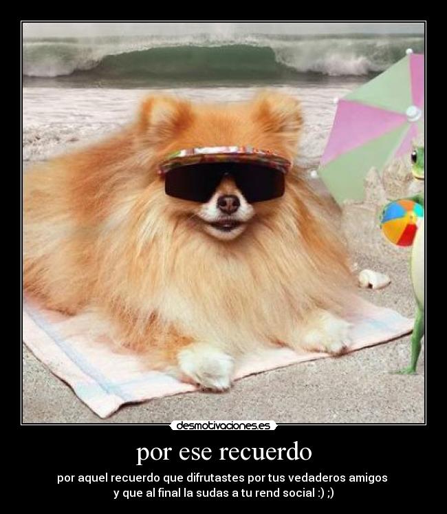 por ese recuerdo - por aquel recuerdo que difrutastes por tus vedaderos amigos
y que al final la sudas a tu rend social :) ;)