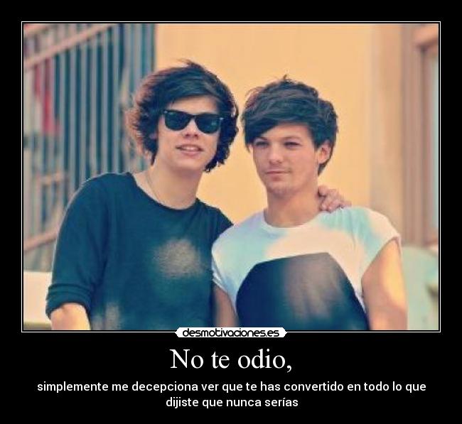 No te odio, - simplemente me decepciona ver que te has convertido en todo lo que
dijiste que nunca serías