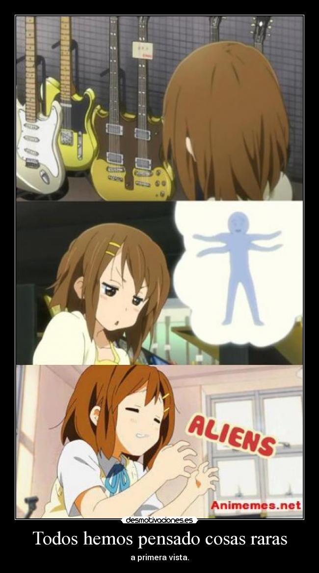 carteles yui hirasawa kon aliens guitarra electrica doble mastil desmotivaciones