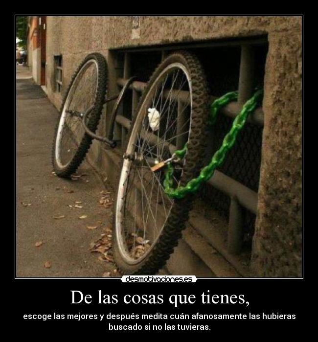 De las cosas que tienes, - escoge las mejores y después medita cuán afanosamente las hubieras
buscado si no las tuvieras.