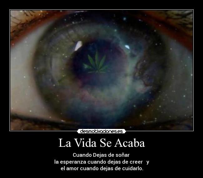La Vida Se Acaba - Cuando Dejas de soñar 
la esperanza cuando dejas de creer   y
el amor cuando dejas de cuidarlo.