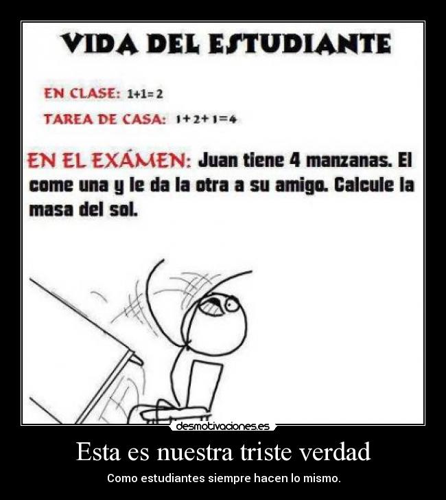 Esta es nuestra triste verdad - Como estudiantes siempre hacen lo mismo.