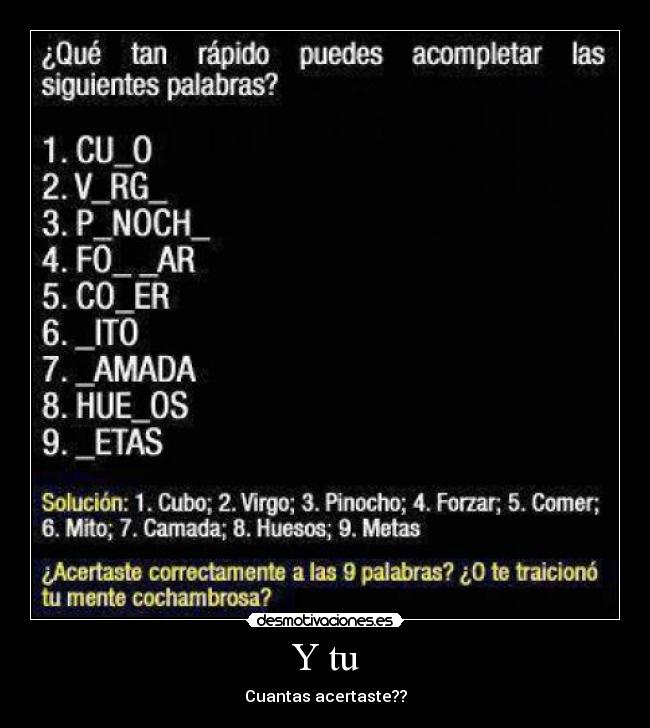 Y tu - Cuantas acertaste??