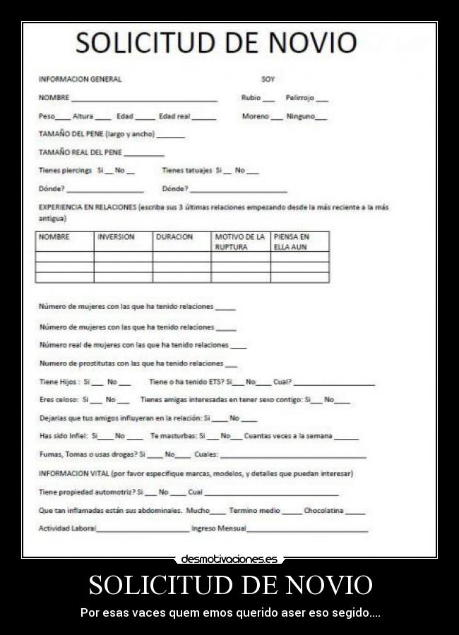 SOLICITUD DE NOVIO - Por esas vaces quem emos querido aser eso segido....