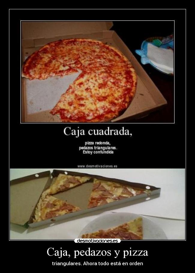 Caja, pedazos y pizza - 