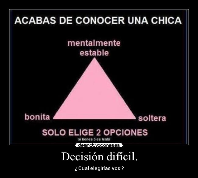 Decisión difícil. - ¿ Cual elegirías vos ?