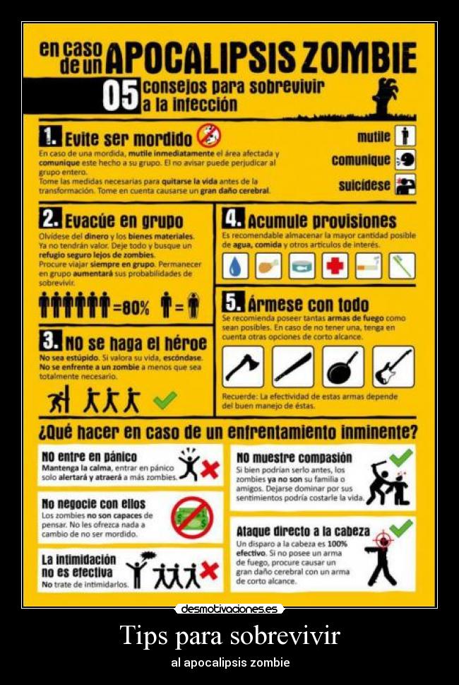 Tips para sobrevivir - al apocalipsis zombie