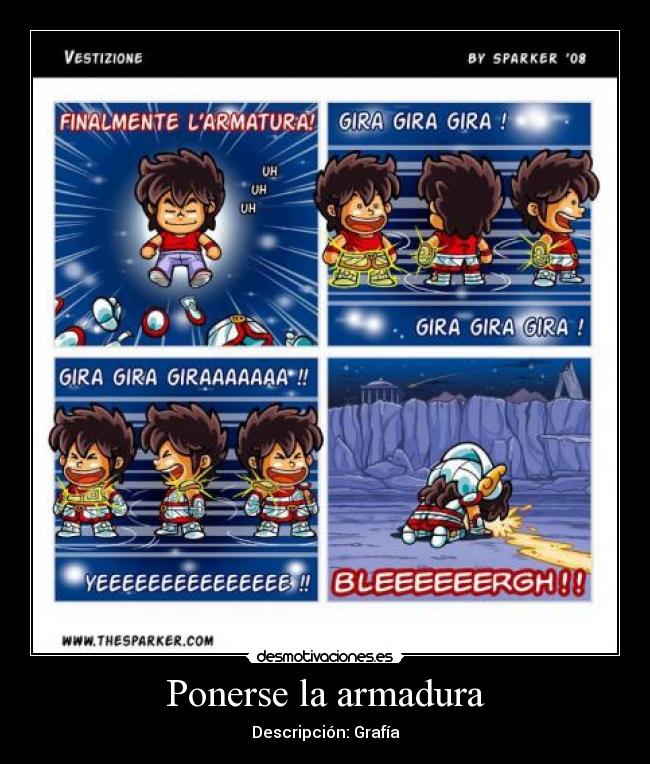 Ponerse la armadura - Descripción: Grafía