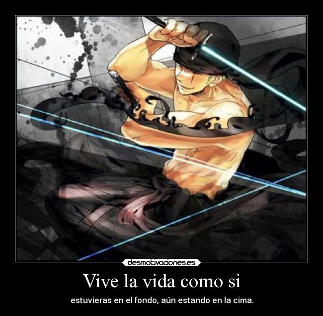 carteles vida one piece zoro anime frase dijo creo los jonas brothers xddd desmotivaciones