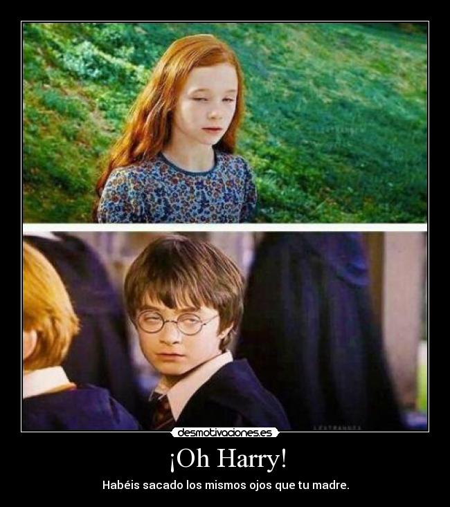 ¡Oh Harry! - Habéis sacado los mismos ojos que tu madre.