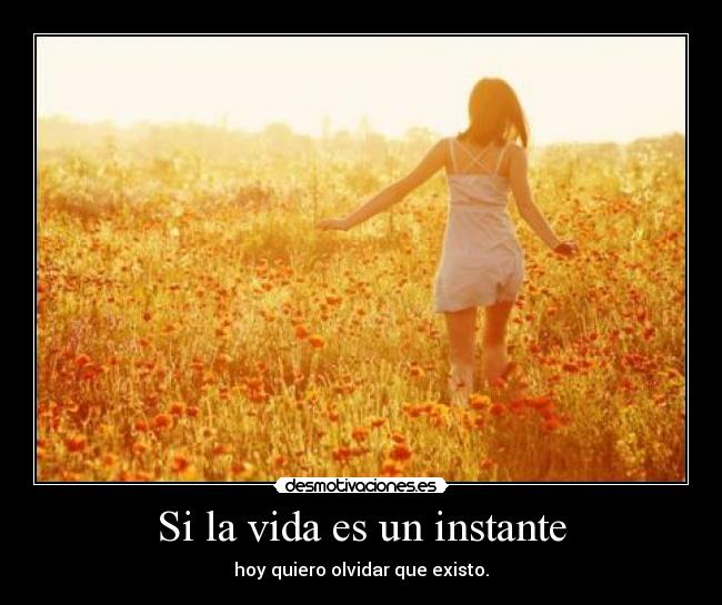 Si la vida es un instante - hoy quiero olvidar que existo.