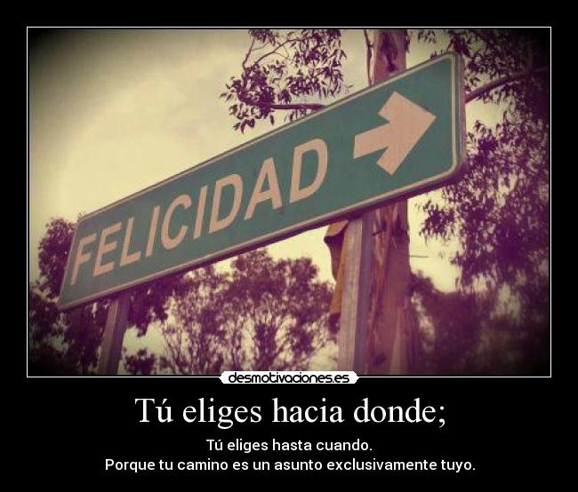 Tú eliges hacia donde; -