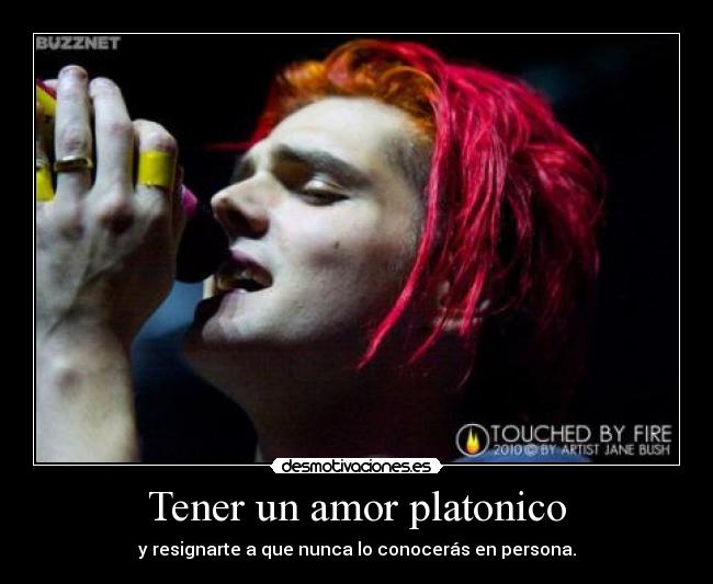 Tener un amor platonico - y resignarte a que nunca lo conocerás en persona.