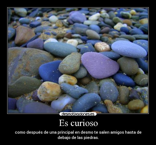 Es curioso - como después de una principal en desmo te salen amigos hasta de
debajo de las piedras.