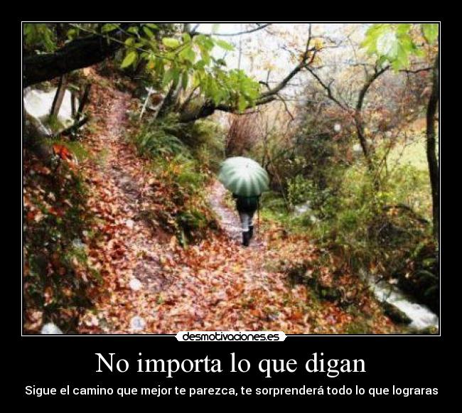 No importa lo que digan - Sigue el camino que mejor te parezca, te sorprenderá todo lo que lograras