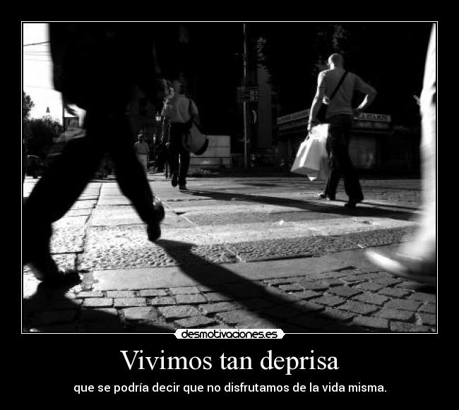 Vivimos tan deprisa - que se podría decir que no disfrutamos de la vida misma.