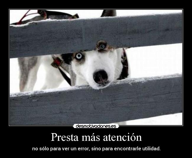 Presta más atención - no sólo para ver un error, sino para encontrarle utilidad.