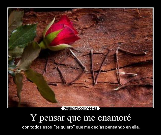Y pensar que me enamoré - con todos esos te quiero que me decías pensando en ella.