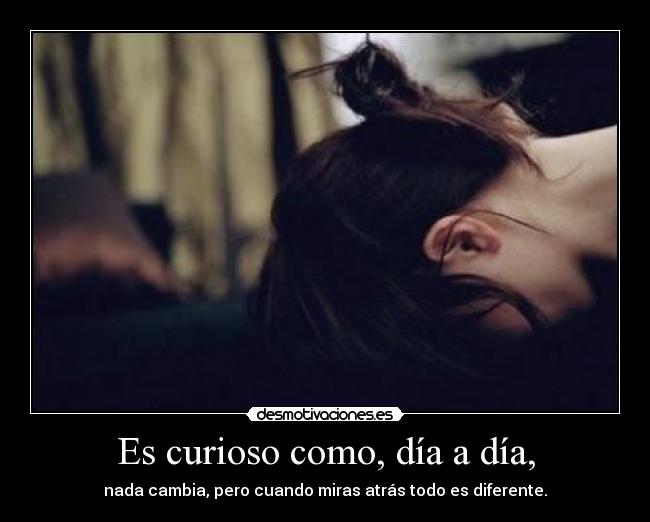 Es curioso como, día a día, - nada cambia, pero cuando miras atrás todo es diferente.