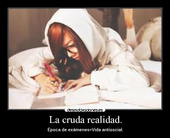 La cruda realidad. - Época de exámenes=Vida antisocial.