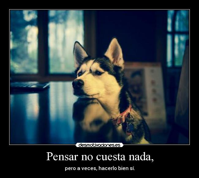 Pensar no cuesta nada, - pero a veces, hacerlo bien sí.