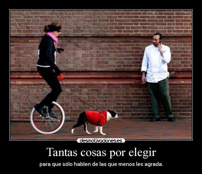 Tantas cosas por elegir - para que sólo hablen de las que menos les agrada.