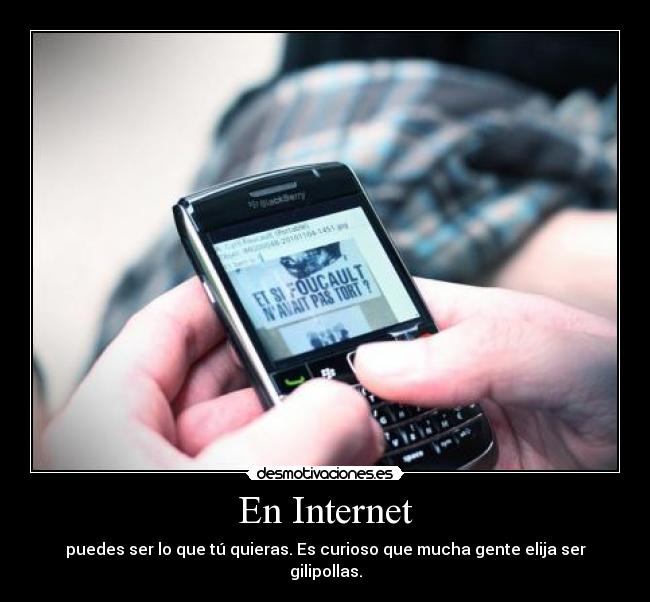 En Internet - puedes ser lo que tú quieras. Es curioso que mucha gente elija ser gilipollas.