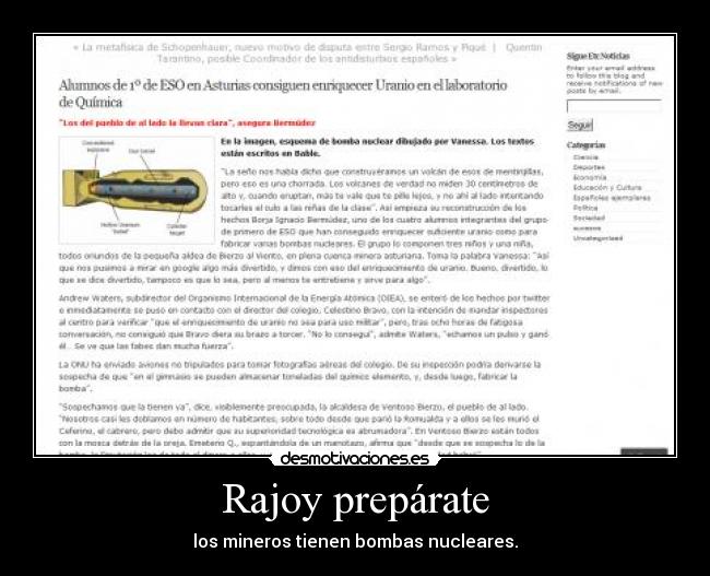 Rajoy prepárate - los mineros tienen bombas nucleares.