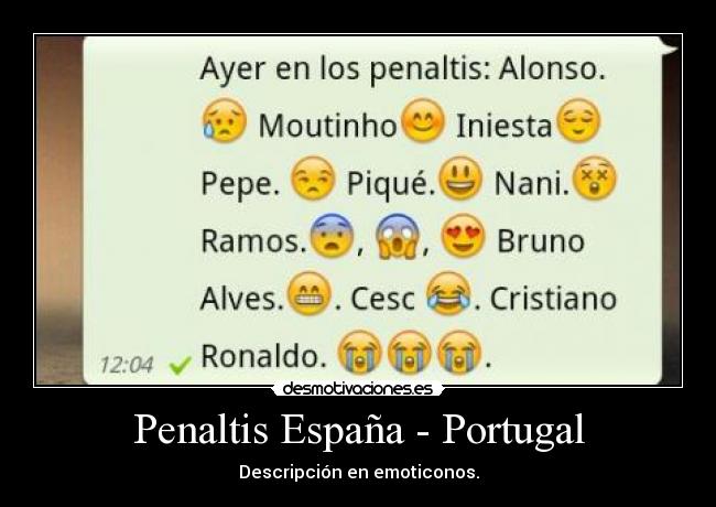 Penaltis España - Portugal - Descripción en emoticonos.