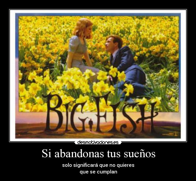 Si abandonas tus sueños - solo significará que no quieres
que se cumplan