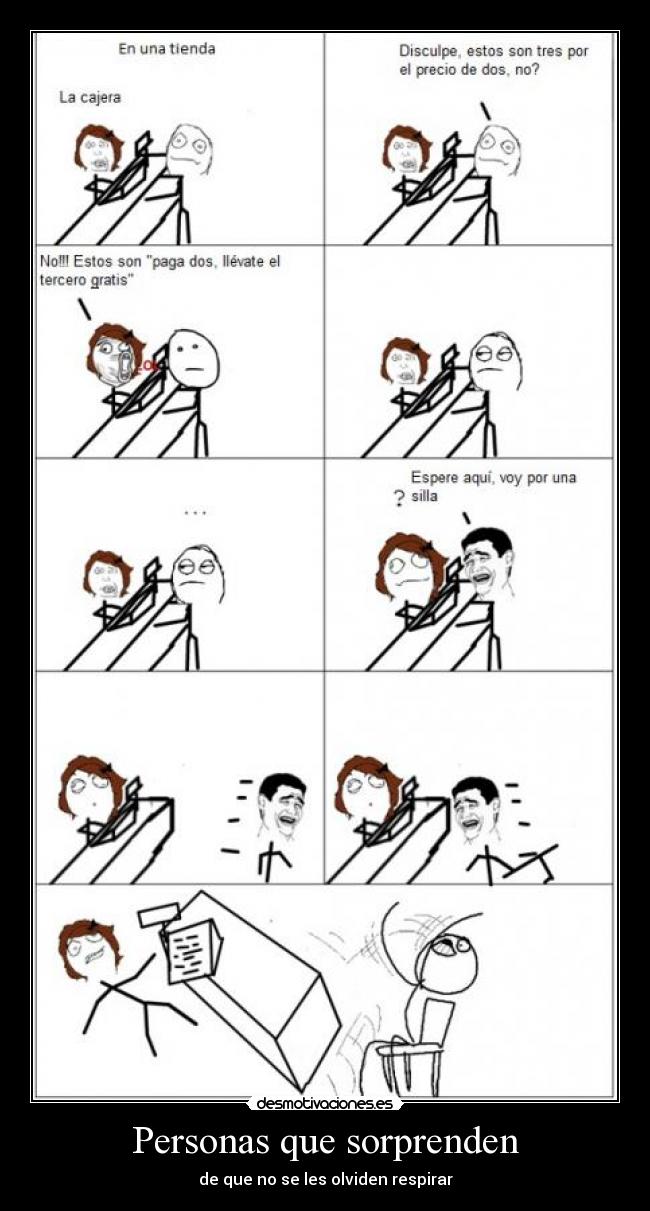 Personas que sorprenden - de que no se les olviden respirar