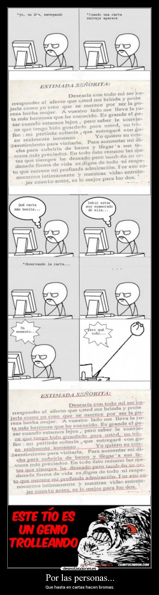 Por las personas... - Que hasta en cartas hacen bromas.