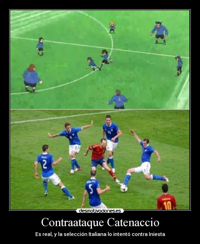 Contraataque Catenaccio - Es real, y la selección Italiana lo intentó contra Iniesta