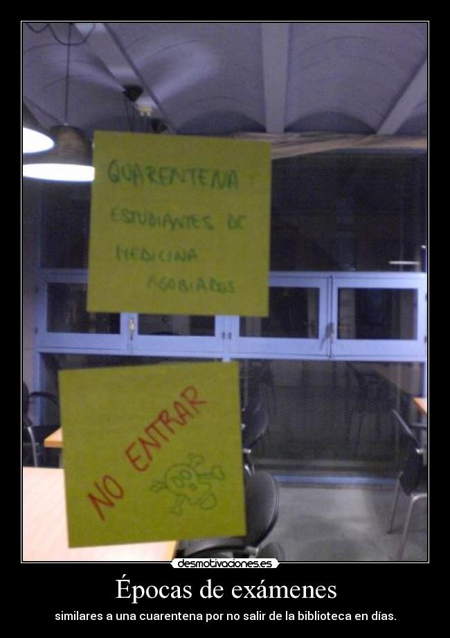 Épocas de exámenes - similares a una cuarentena por no salir de la biblioteca en días.