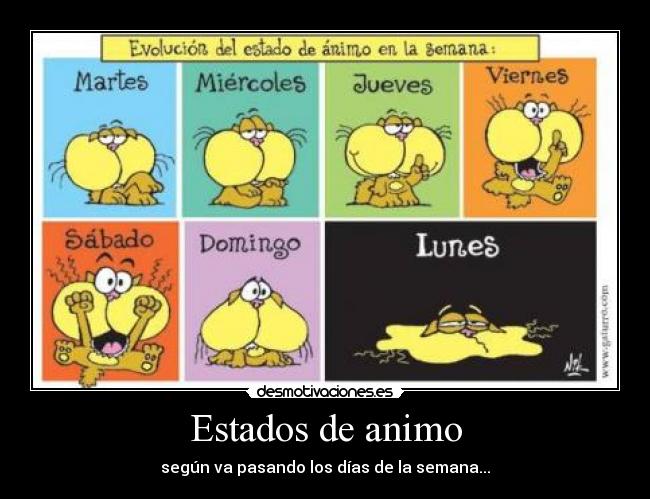 Estados de animo - según va pasando los días de la semana...