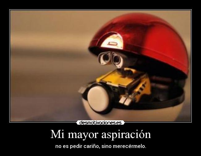 Mi mayor aspiración - no es pedir cariño, sino merecérmelo.