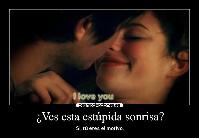 ¿Ves esta estúpida sonrisa? - Si, tú eres el motivo.